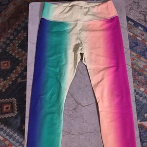 Athleta Women's Gradient Leggings - Green, Pink, Cream